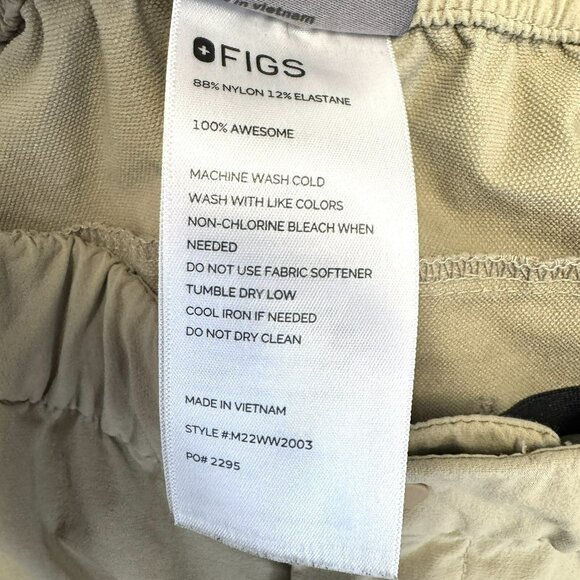 Figs Scrubs Scrub Pants Trouser Bonsai Mens Size Medium Khaki Tan Nylon Stretch - Picture 6 of 6